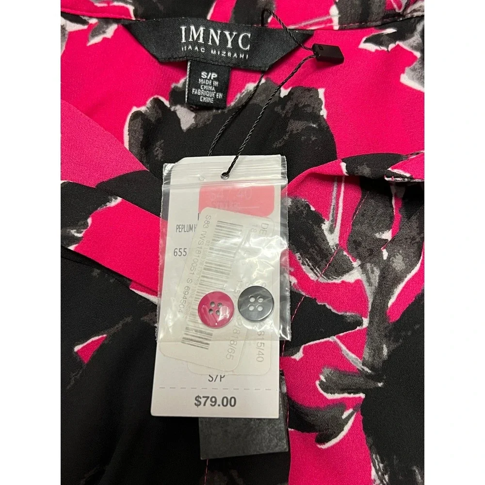 Isaac Mizrahi IMNYC Top Skirt Set Womens S/4 Pink Black Floral Garden Party Bold